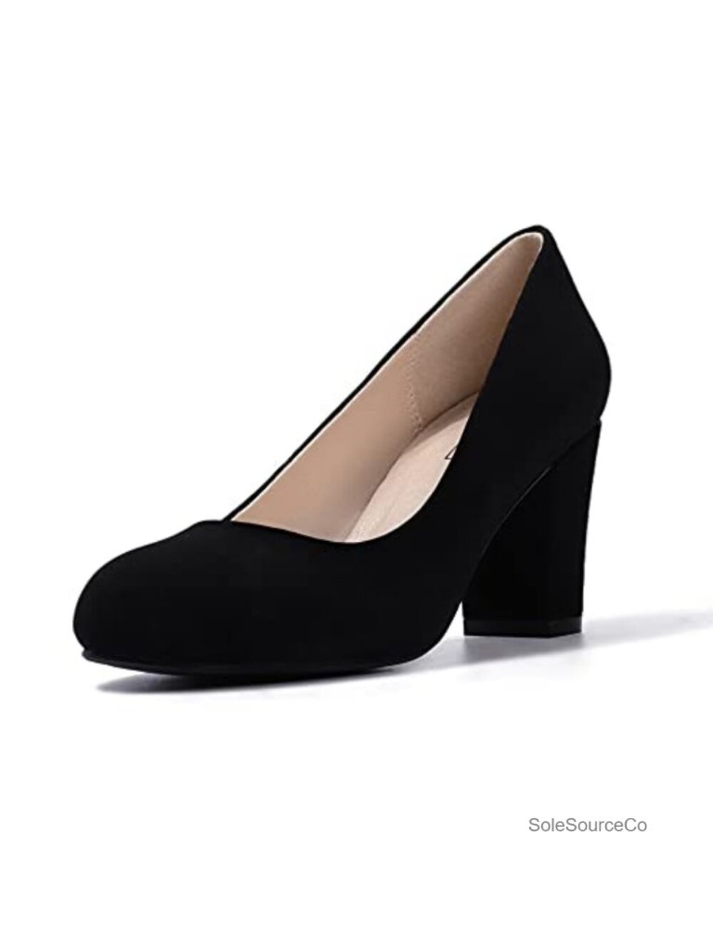 Women's Low Chunky Block Heel Closed Round Toe Pumps Dress Shoes